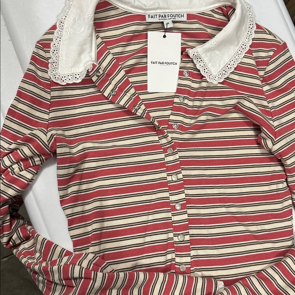 Fait Par Foutch Edith Cardigan in Scarlet Stripe NWT Size M‎ - Picture 4 of 5